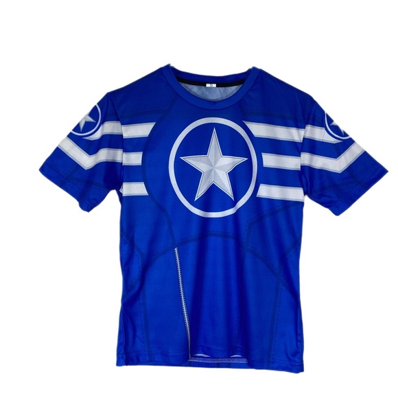 Kid’s Blue Captain America Short Sleeve Tee - Picture 1 of 3